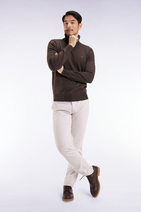 Pantalon chino sans plis en velours stretch écru - Image 1