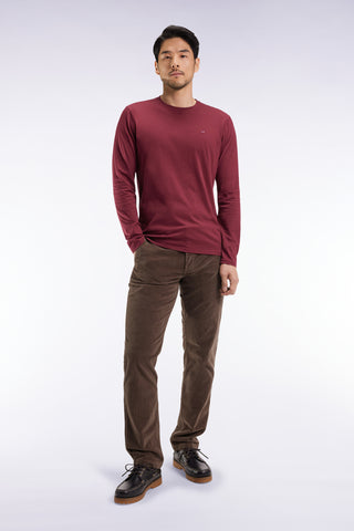 Pantalon chino sans plis en velours stretch kaki