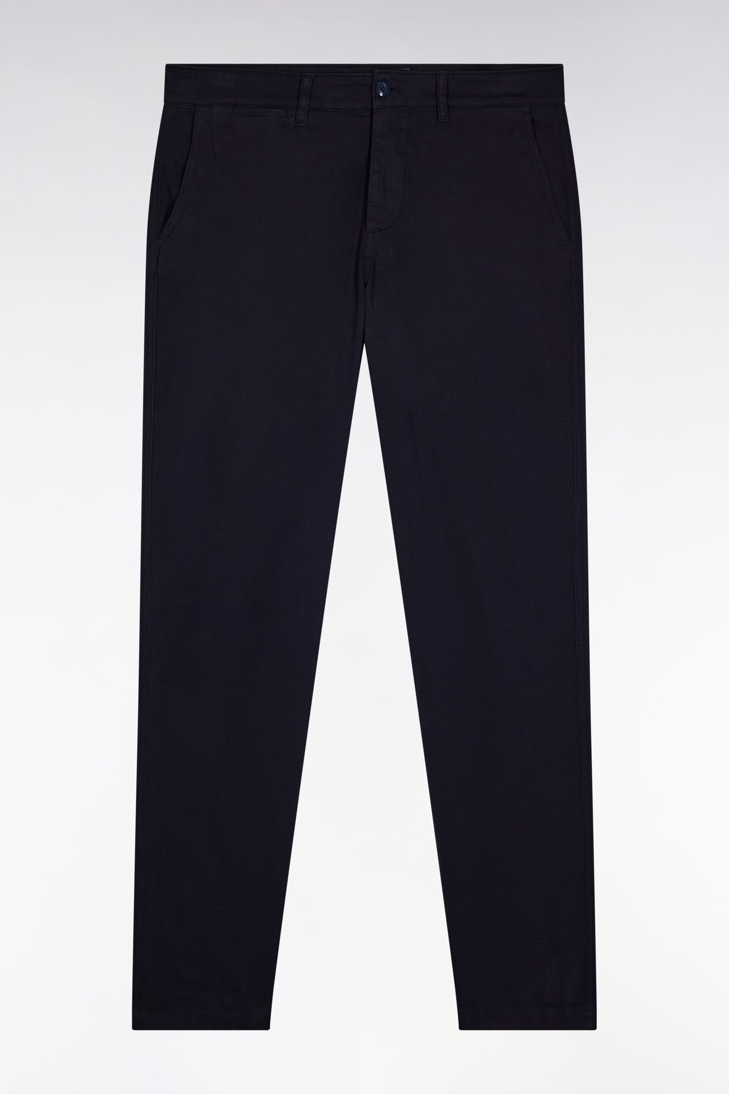 Pantalon chino sans plis en coton piqué stretch marine