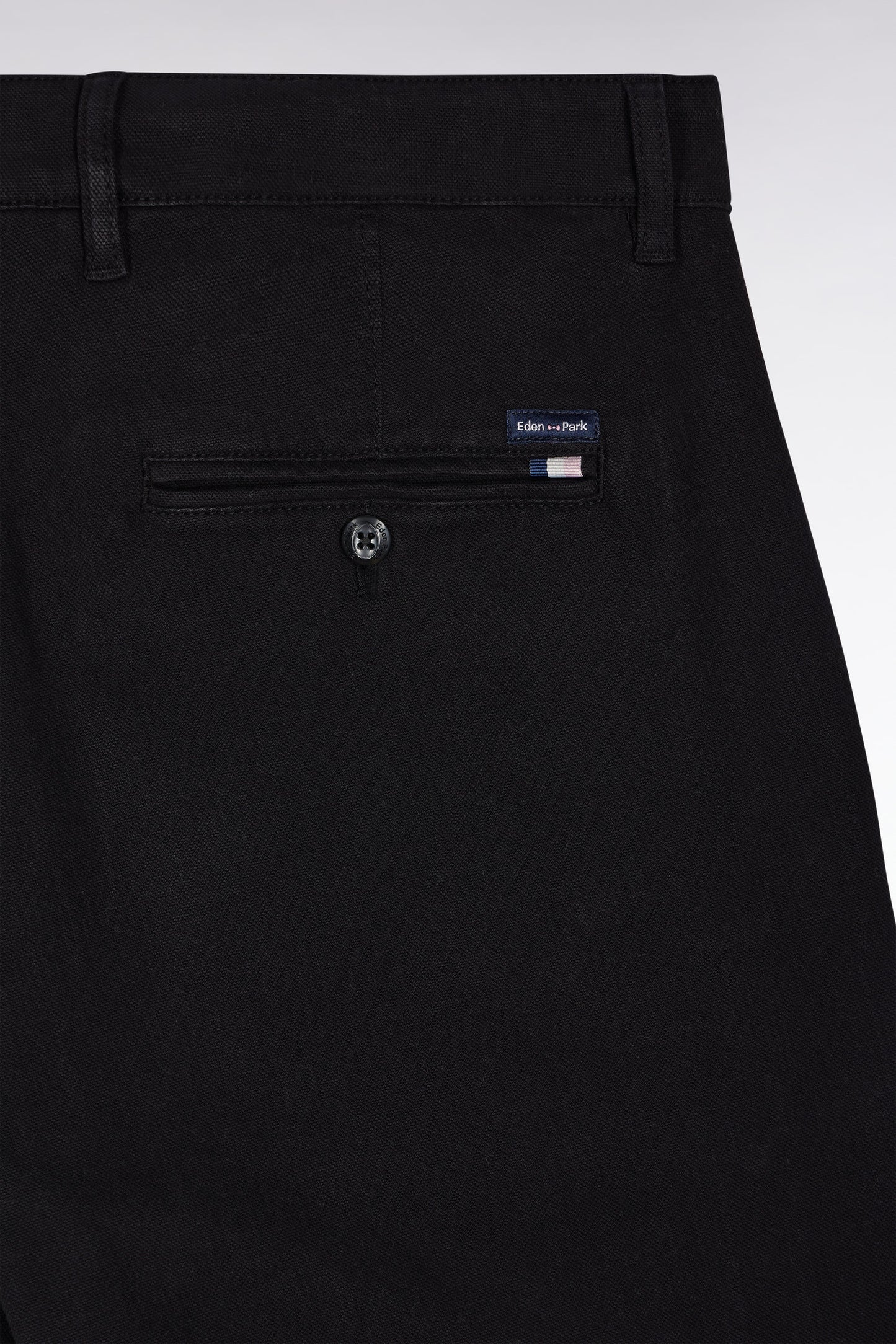 Pantalon chino sans plis en coton piqué stretch noir