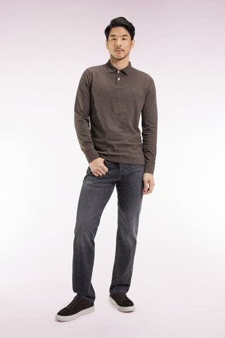 5-pocket jeans in washed grey stretch denim blend, regular fit
