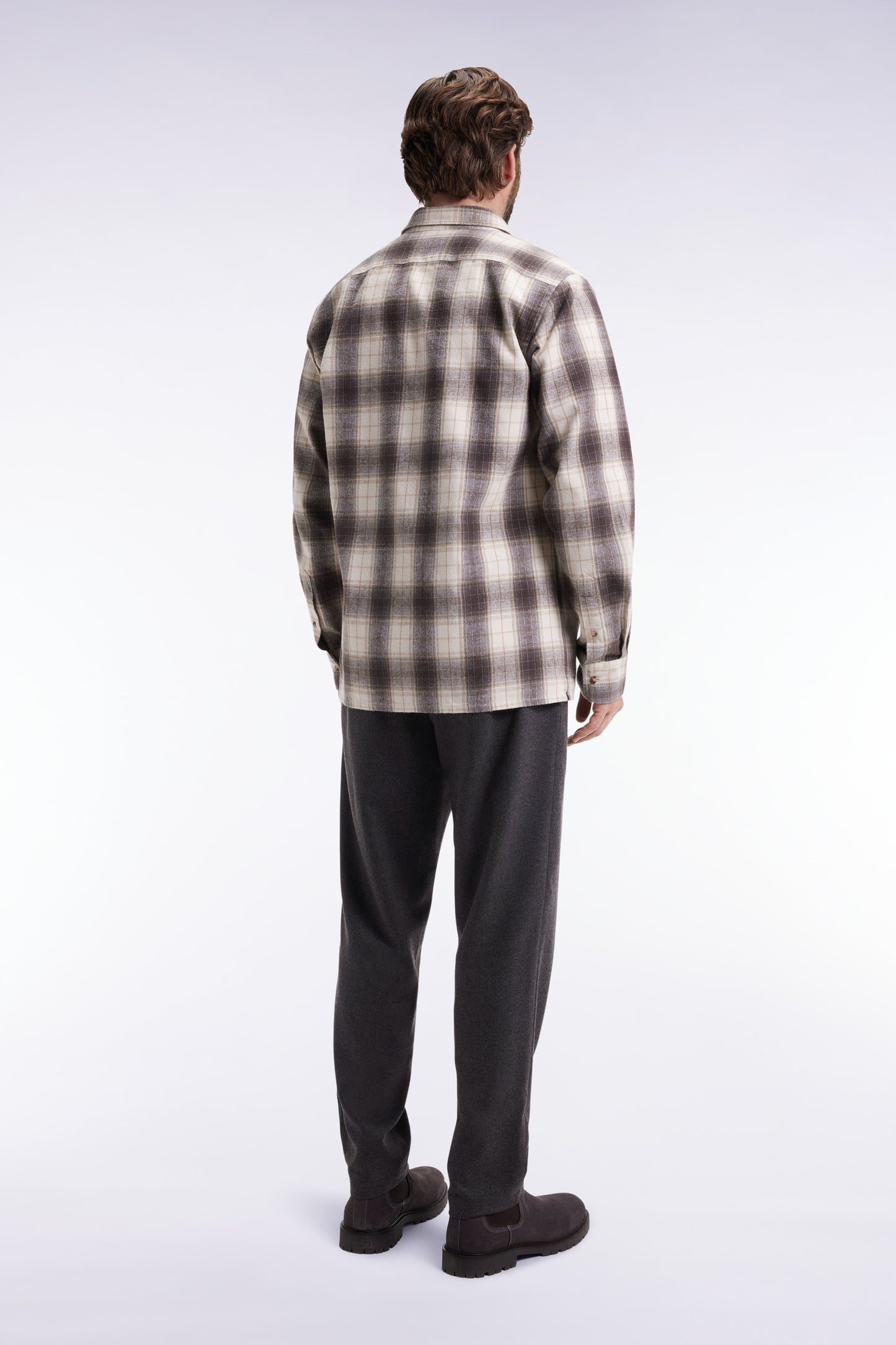 Elastic waistband pants in mottled grey, Modern cut