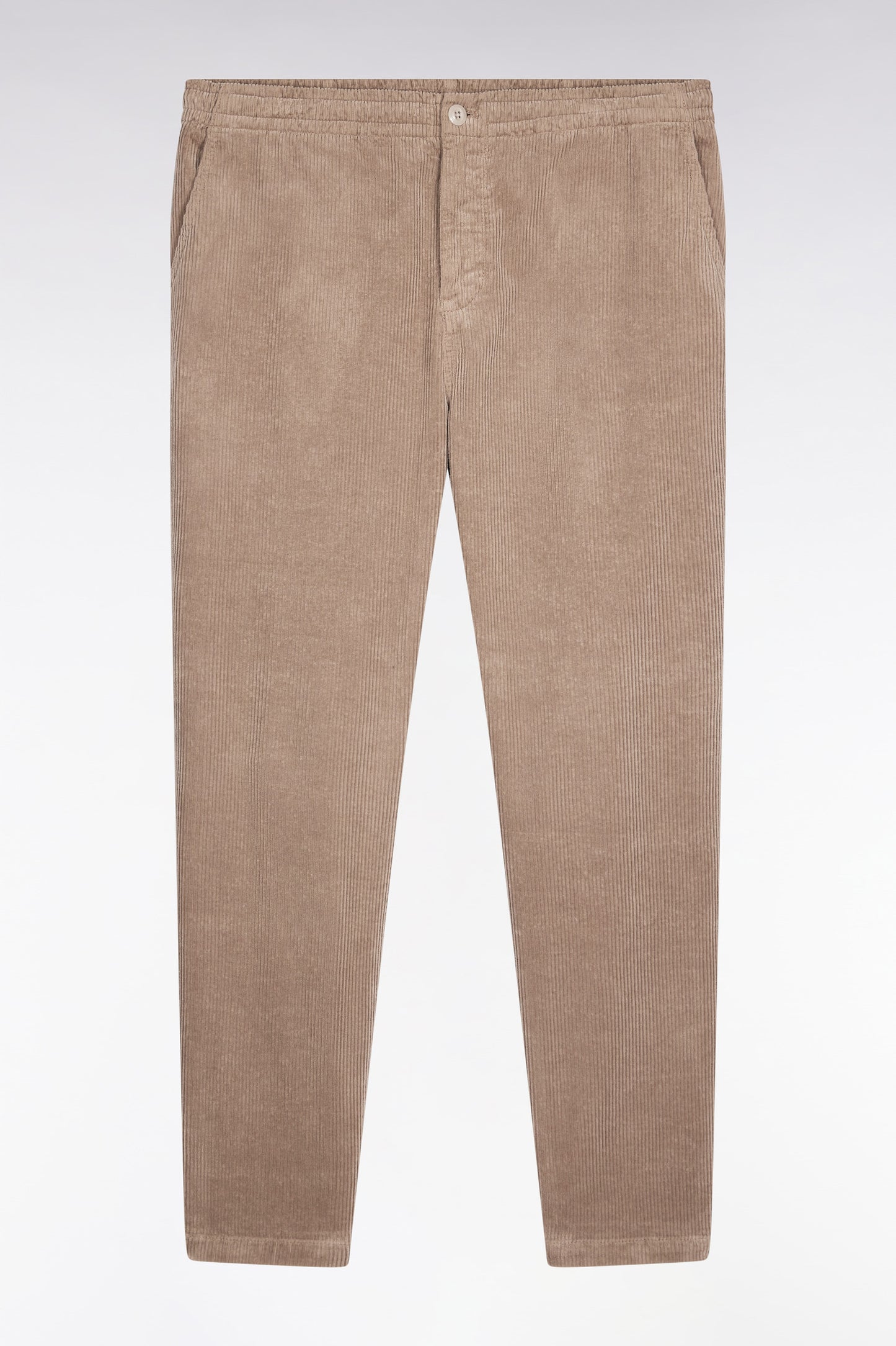Elasticated-waist corduroy pants in beige Modern cut