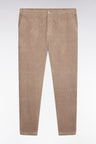 Elasticated-waist corduroy pants in beige Modern cut
