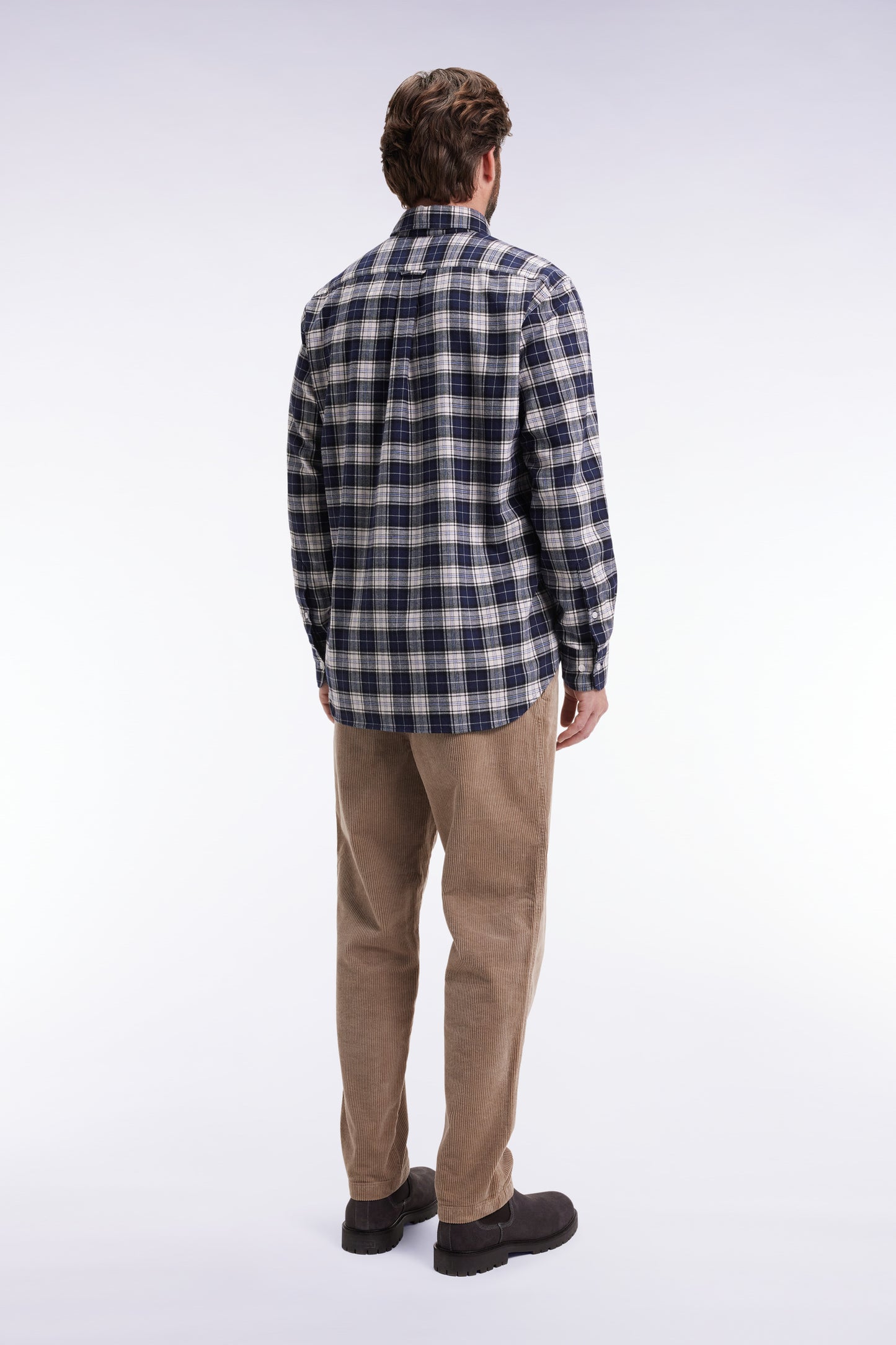 Elasticated-waist corduroy pants in beige Modern cut