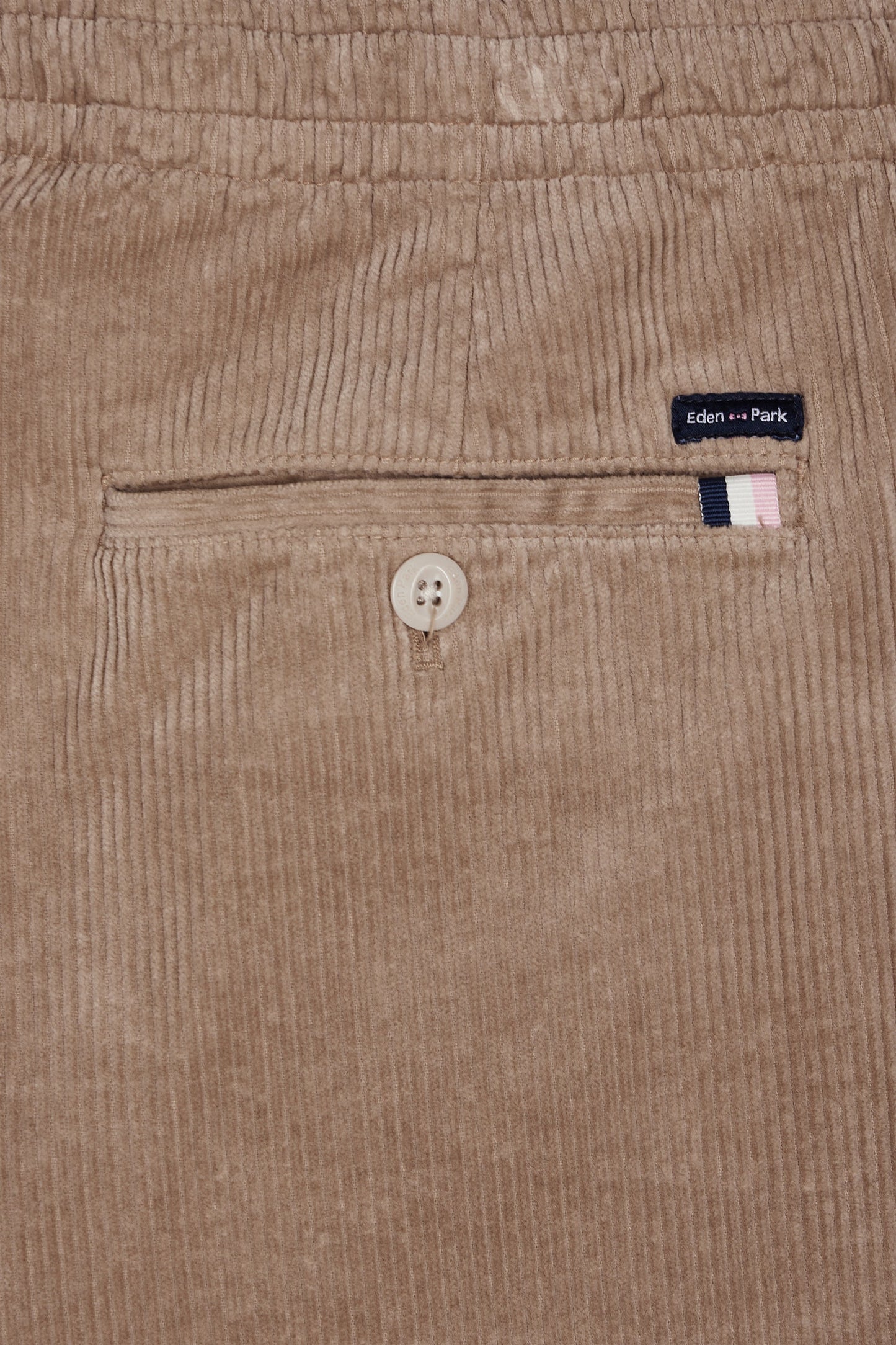 Elasticated-waist corduroy pants in beige Modern cut