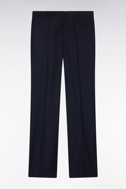 Flare pants in navy stretch wool flannel - Image 2