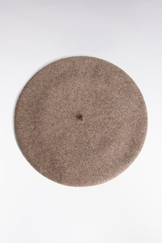 Béret uni en laine vierge beige