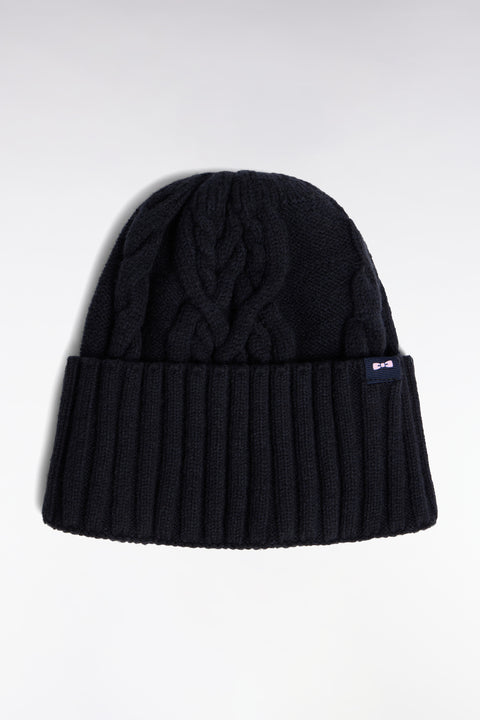 Bonnet en maille torsadé marine - Image 1