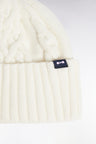 Bonnet en maille torsadé écru