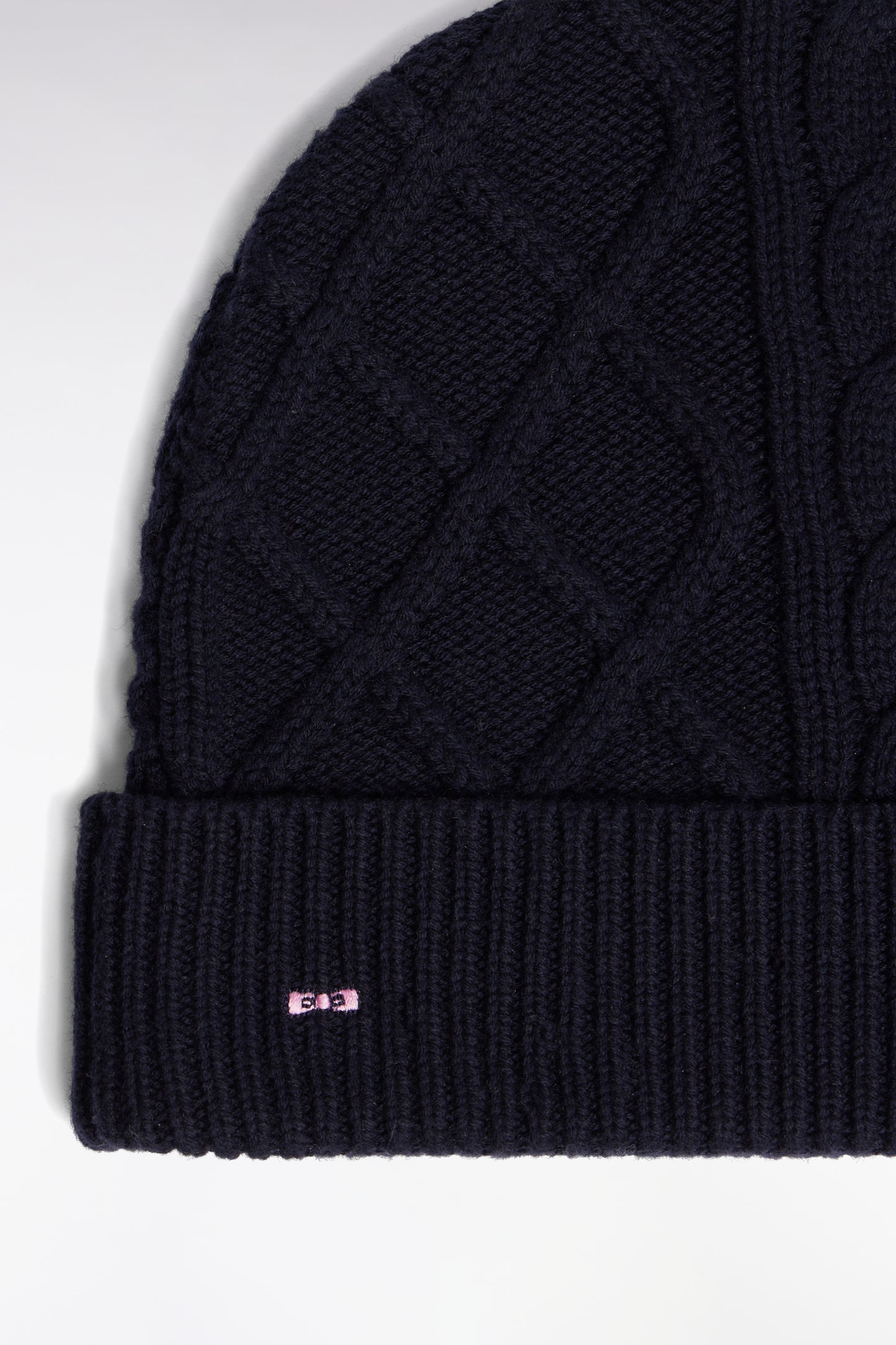 Bonnet à torsades en laine et coton marine