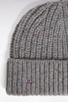 Bonnet en laine vierge et alpaga côtelé gris
