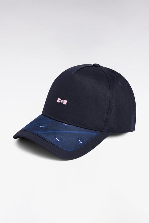 Casquette en coton marine visière imprimée - Image 1