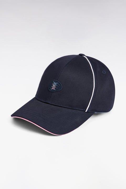 Casquette en piqué coton marine détails tricolores - Image 1