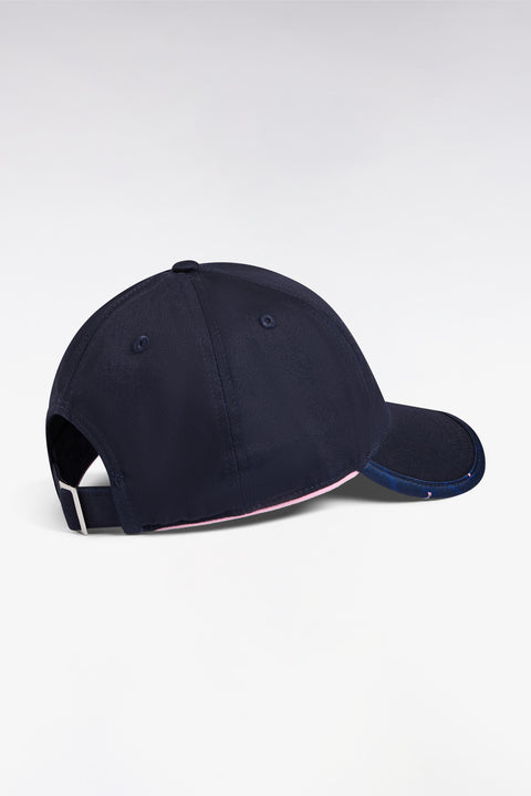 Casquette en piqué coton marine broderie rose - Image 2