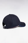 Navy cotton piqué cap with pink embroidery