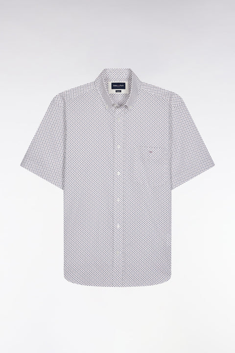 Chemise à manches courtes écru à micro-motifs coupe droite - Image 1