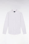 Chemise en coton blanc à micro-motifs nœuds papillon coupe droite