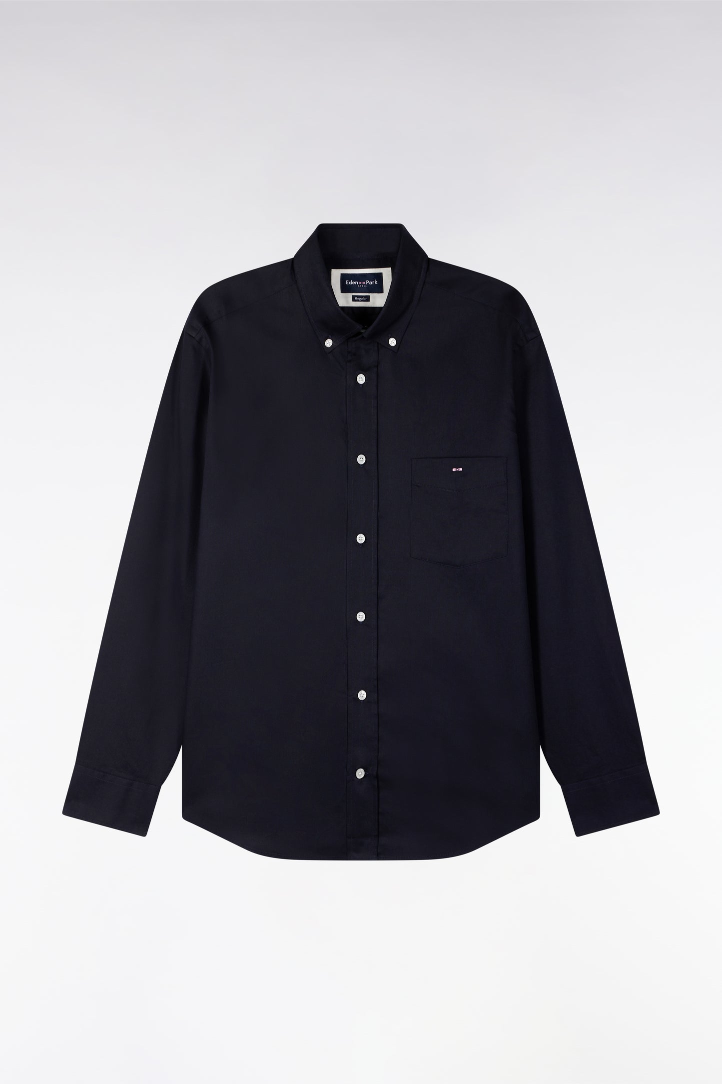 Navy piqué cotton straight-cut shirt