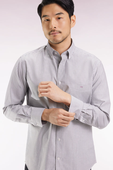 Chemise rayée en coton marine coupe droite - Image 3