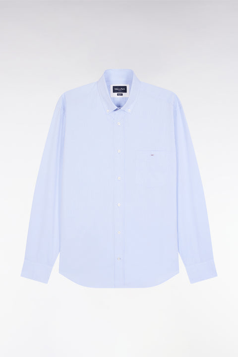 Chemise en coton ciel à micro-motifs jacquard coupe droite - Image 2