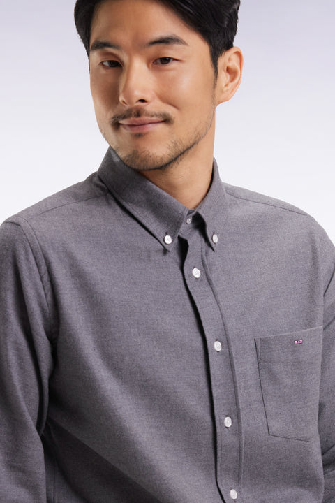 Chemise en flanelle grise coupe droite - Image 3