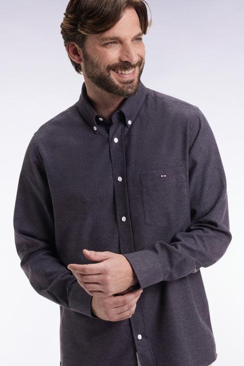 Chemise en flanelle gris foncé coupe droite - Image 3