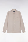 Chemise en flanelle beige coupe droite