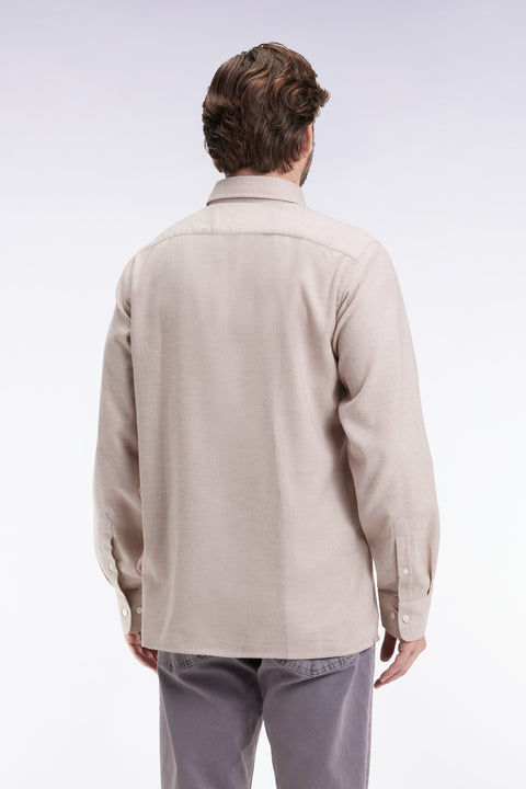 Chemise en flanelle beige coupe droite - Image 3