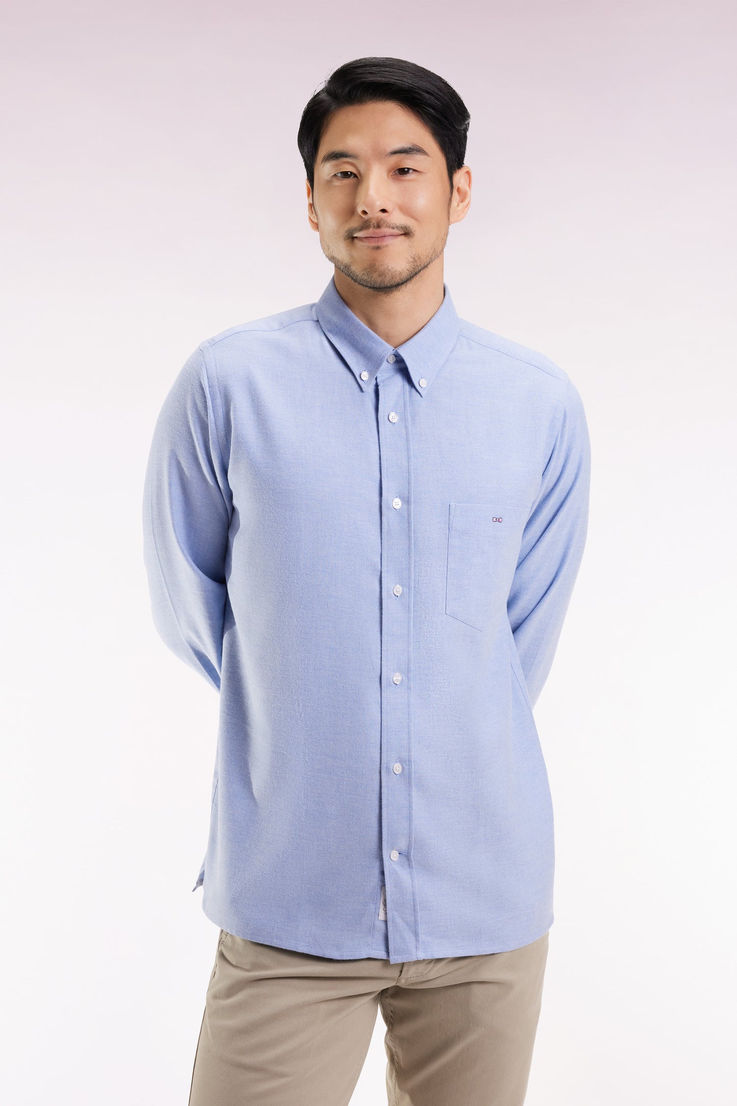 Chemise en flanelle ciel coupe droite