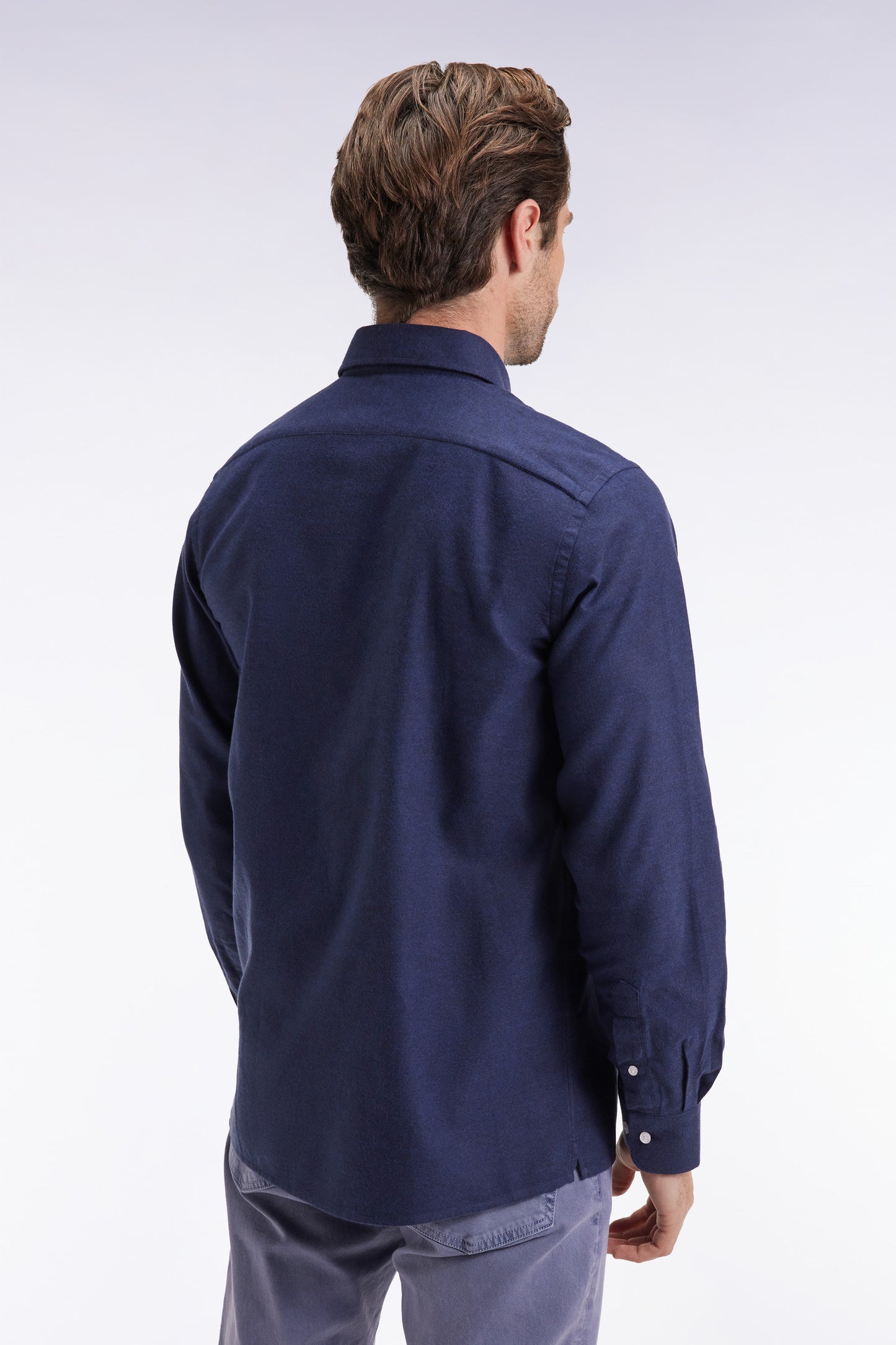 Chemise en flanelle marine coupe droite