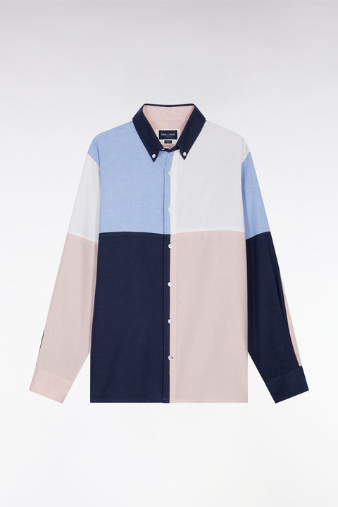 Chemise en coton à motifs damiers quatre couleurs coupe droite - Image 2