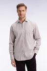 Chemise rayée en coton Pima biologique stretch beige