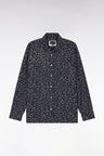 Chemise en coton marine imprimé floral coupe droite