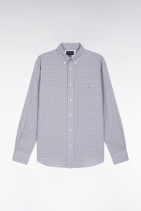 Chemise en coton à carreaux gris coupe droite - Image 2