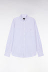 Chemise en popeline de coton rayée bleue coupe droite