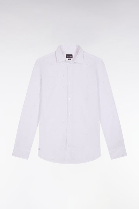 Chemise en coton ciel à micro-imprimé nœud coupe slim - Image 2