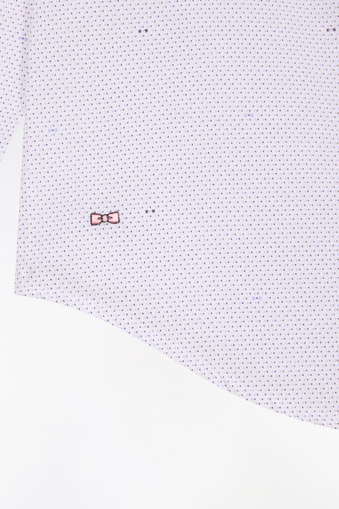 Chemise en coton ciel à micro-imprimé nœud coupe slim - Image 3