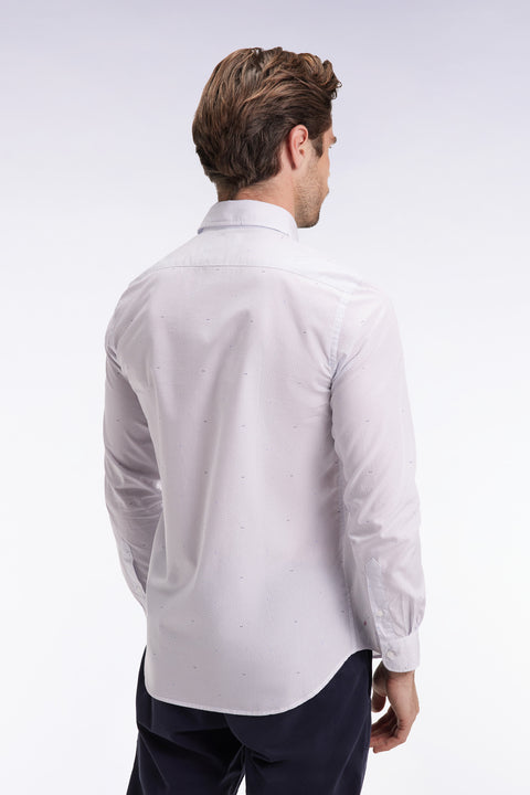 Chemise en coton ciel à micro-imprimé nœud coupe slim - Image 2