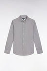 Chemise en popeline de coton à micro-motifs beige coupe droite