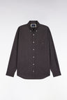 Chemise en coton Pima marron à micro-motifs coupe droite