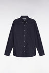 Black Pima cotton shirt with micro-patterned polka dots, slim fit