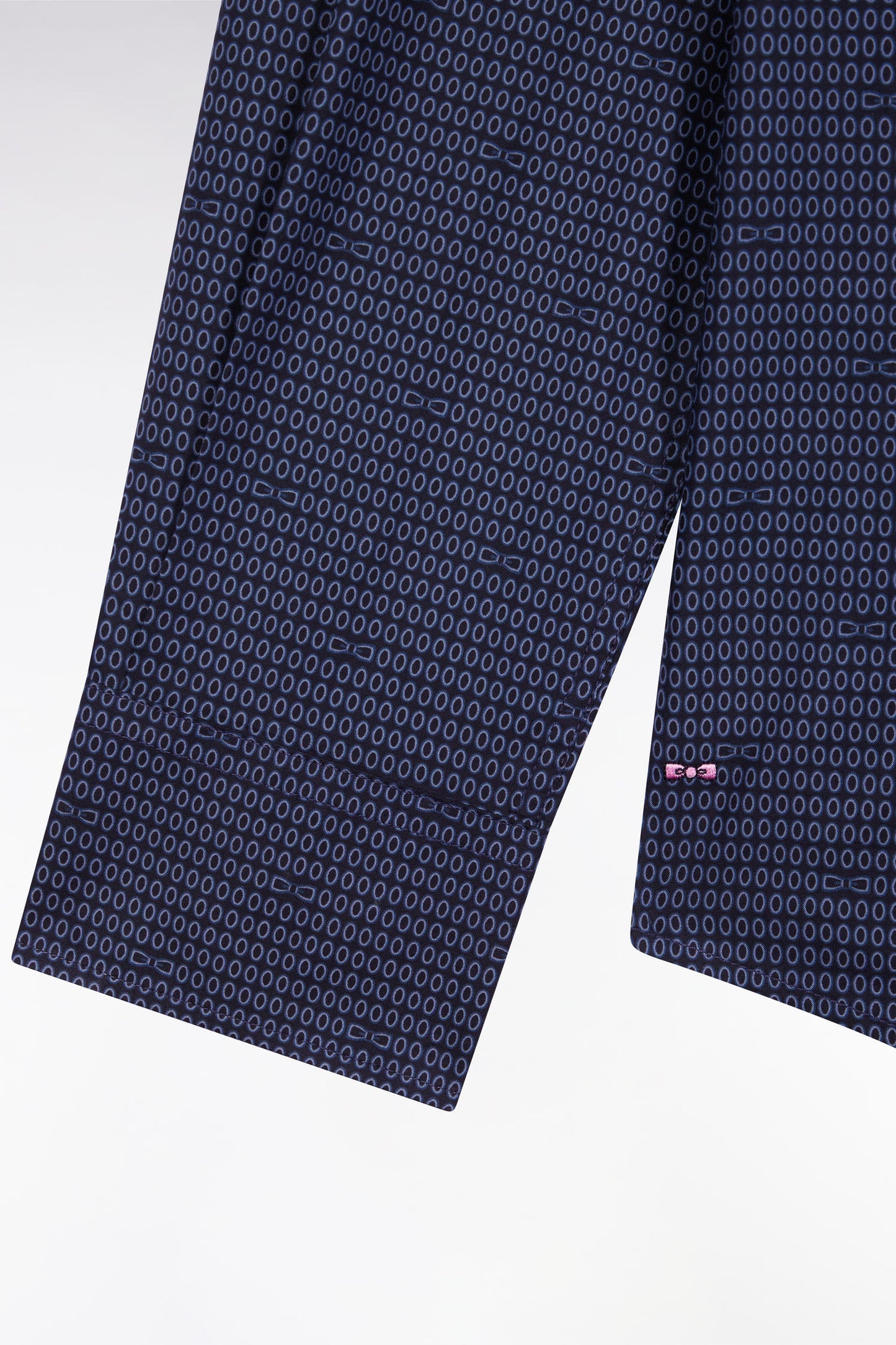 Slim-fit navy Pima cotton shirt with micro-patterns