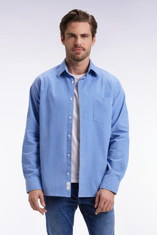 Straight-cut sky velvet shirt