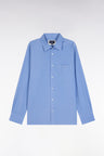 Chemise en velours ciel coupe droite
