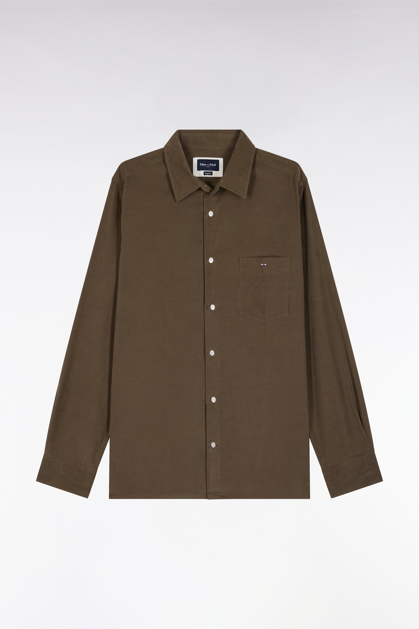 Chemise en velours kaki coupe droite