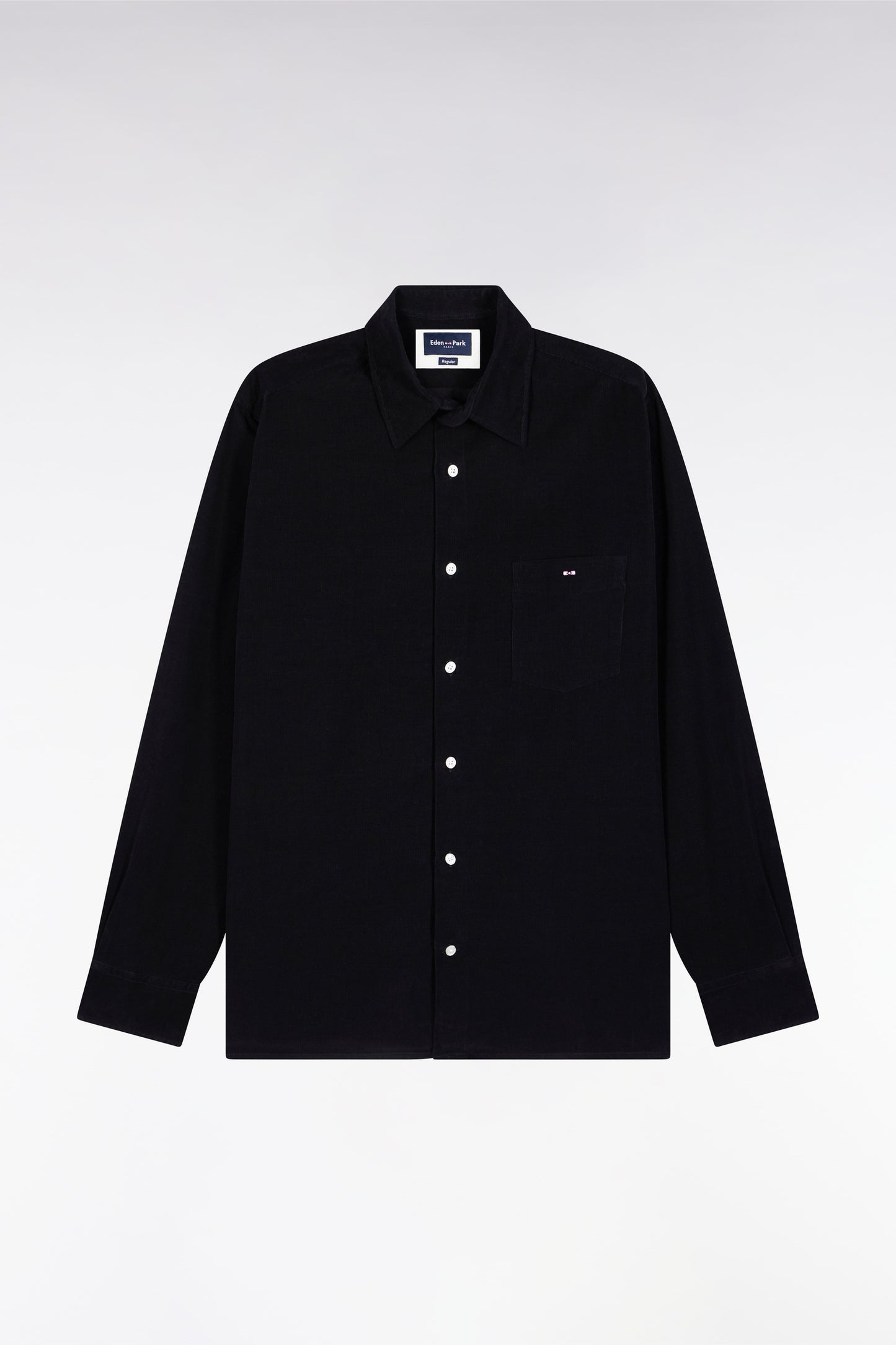 Chemise en velours noir coupe droite