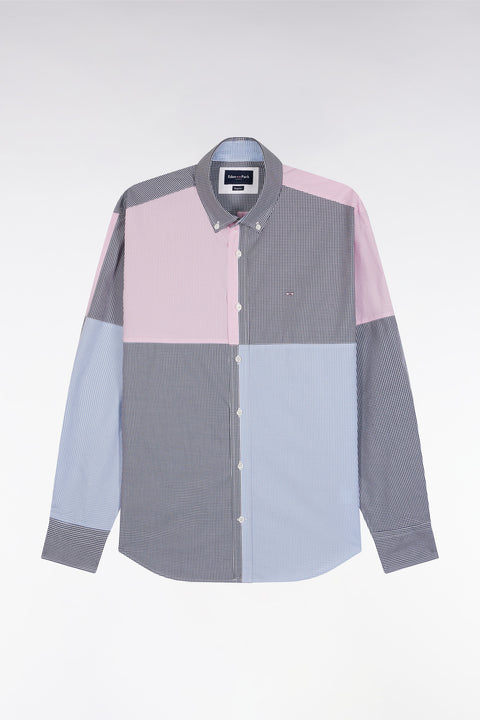 Chemise bleu et rose quatre cadrans coupe droite - Image 2