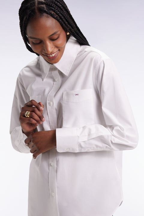 Chemise en popeline de coton blanc coupe Relaxed - Image 3
