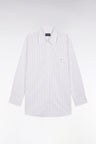 Chemise en popeline de coton blanche à rayures tennis coupe oversized
